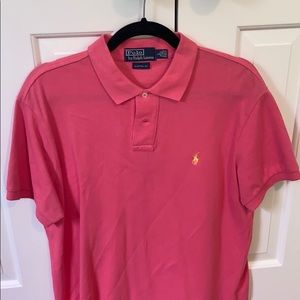 Men’s Cotton Polo - Pink w/ Yellow Horse Logo